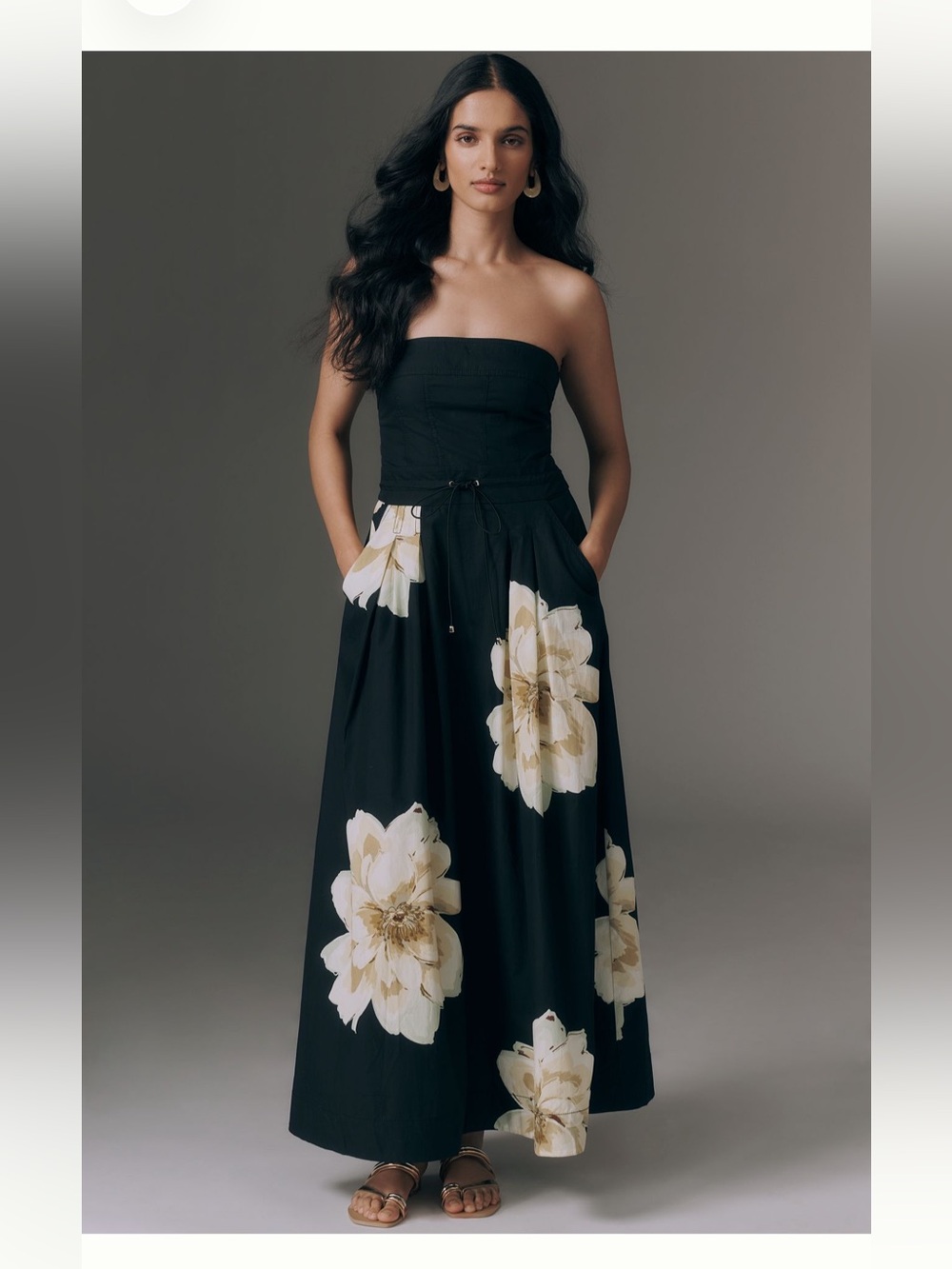 Anthropologie Maeve Strapless Waisted Maxi Dress